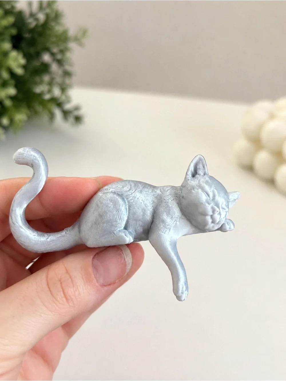 Cute Sleeping Cat Monitor Topper Desk Shelf Decor 3D Printed Gift